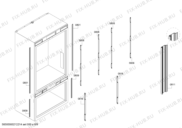 Схема №8 B36BT930NS, Bosch с изображением Поднос для холодильника Bosch 11028989