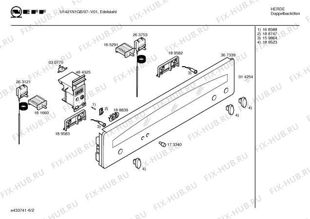 Схема №5 U1421N1GB с изображением Панель управления для духового шкафа Bosch 00367339