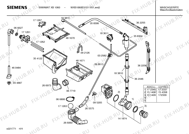 Взрыв-схема стиральной машины Siemens WXB1060BY SIWAMAT XB1060 - Схема узла 04