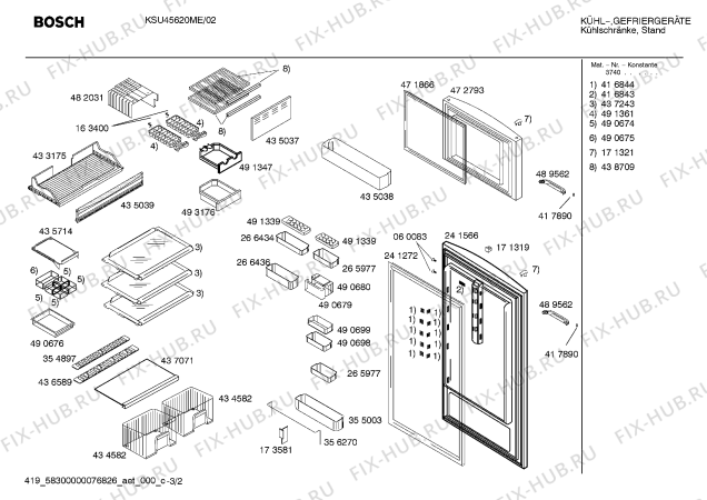 Схема №3 KSU49620ME с изображением Инструкция по эксплуатации для холодильника Bosch 00589879