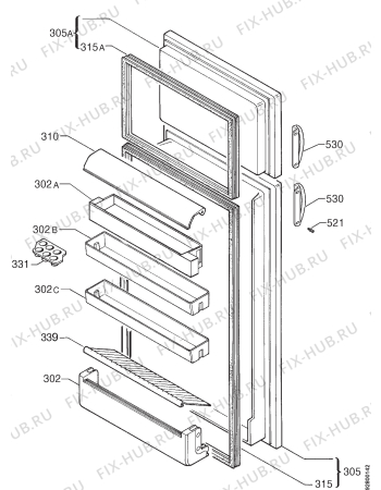 Взрыв-схема холодильника Zanussi ZFD25/7 - Схема узла Door 003