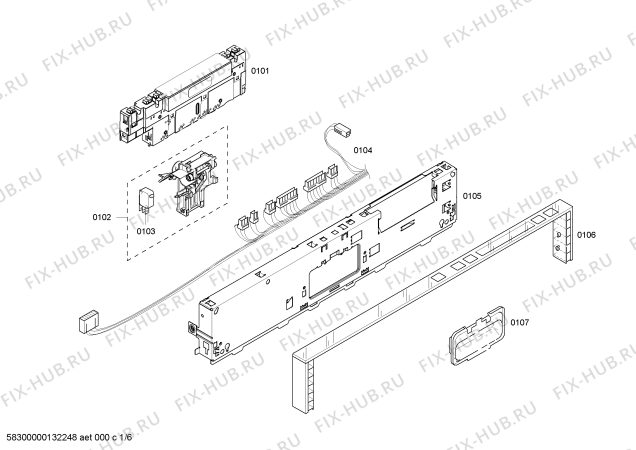 Схема №6 SHV98M03UC с изображением Панель управления для электропосудомоечной машины Bosch 00479232
