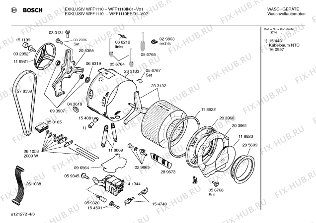 Взрыв-схема стиральной машины Bosch WFF1110EE, EXCLUSIV WFF1110 - Схема узла 03
