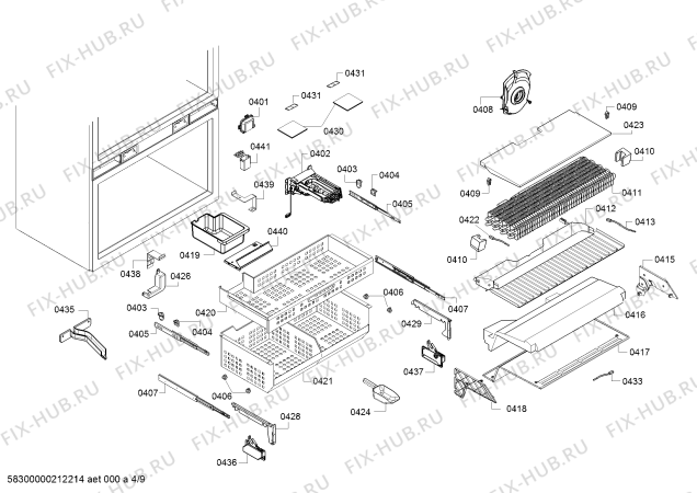 Схема №9 B36BT930NS, Bosch с изображением Крышка для холодильной камеры Bosch 11028988