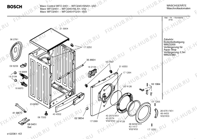 Схема №4 WFO2451SN Maxx Control WFO 2451 с изображением Инструкция по установке и эксплуатации для стиралки Bosch 00585431