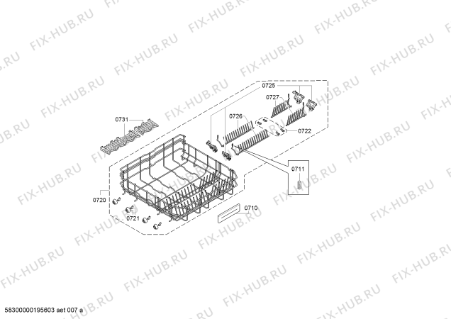Взрыв-схема посудомоечной машины Bosch SMS68MI06E SuperSilence, Serie 6 - Схема узла 07