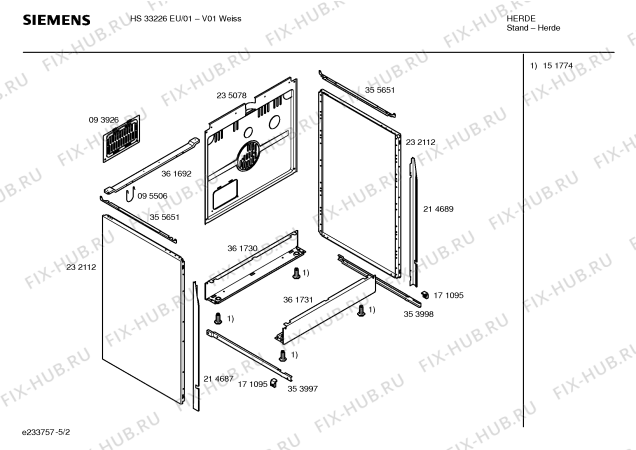 Взрыв-схема плиты (духовки) Siemens HS33226EU - Схема узла 02