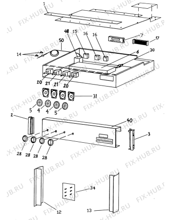 Взрыв-схема плиты (духовки) Electrolux CO5955 - Схема узла H20 Panel  C