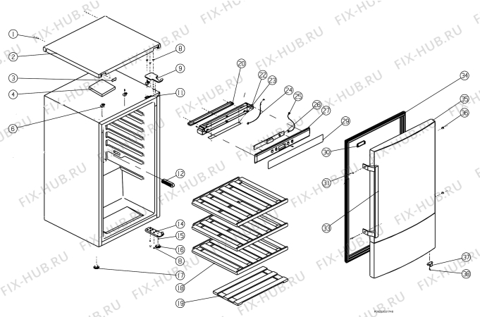 Взрыв-схема холодильника Zanussi ZRW210N - Схема узла Housing 001