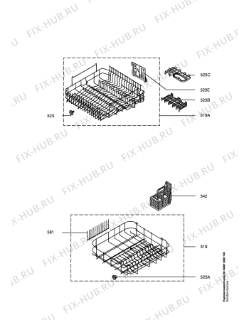 Взрыв-схема посудомоечной машины Aeg FAV33052IM - Схема узла Baskets, tubes 061