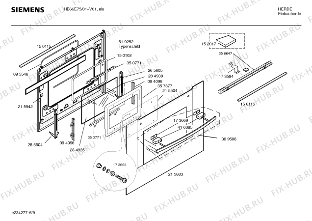Схема №6 HB66E76CC с изображением Панель управления для плиты (духовки) Siemens 00369540