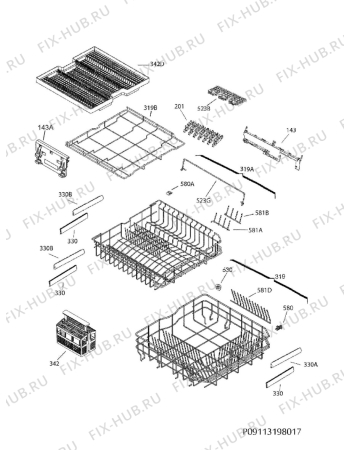 Взрыв-схема посудомоечной машины Electrolux ESF8535ROX - Схема узла Basket 160