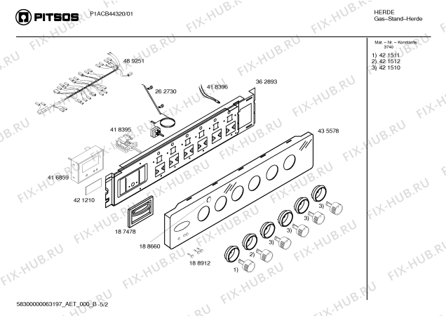 Схема №4 P1ACB44320 Pitsos с изображением Стеклянная полка для плиты (духовки) Bosch 00435574