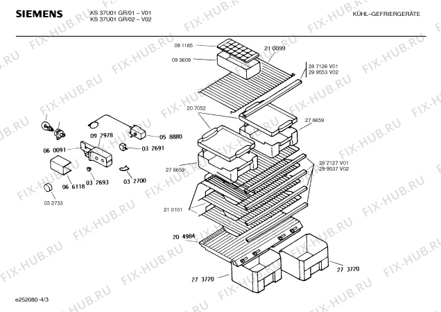 Взрыв-схема холодильника Siemens KS37U01GR - Схема узла 03