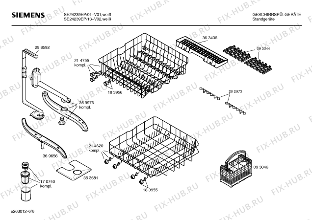 Взрыв-схема посудомоечной машины Siemens SE24239EP - Схема узла 06