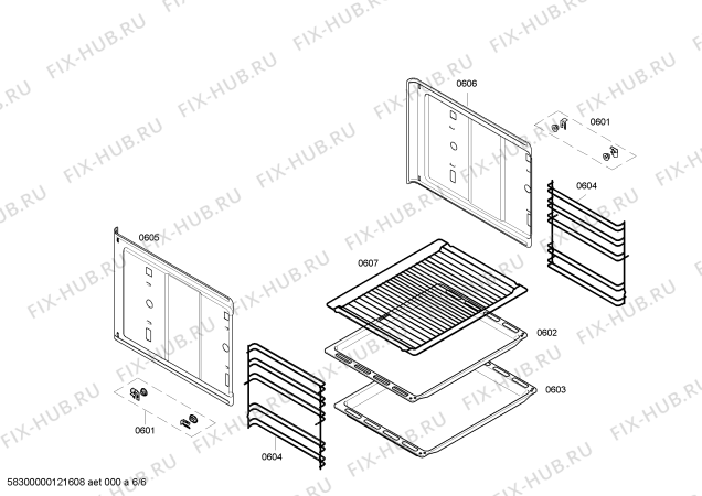 Взрыв-схема плиты (духовки) Bosch HBN560551J - Схема узла 06