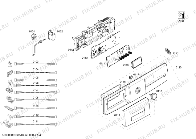 Схема №3 WM10E460EP с изображением Панель управления для стиралки Siemens 00665484