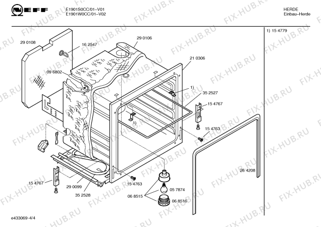 Схема №2 E1901S0CC с изображением Инструкция по установке и эксплуатации для плиты (духовки) Bosch 00521879