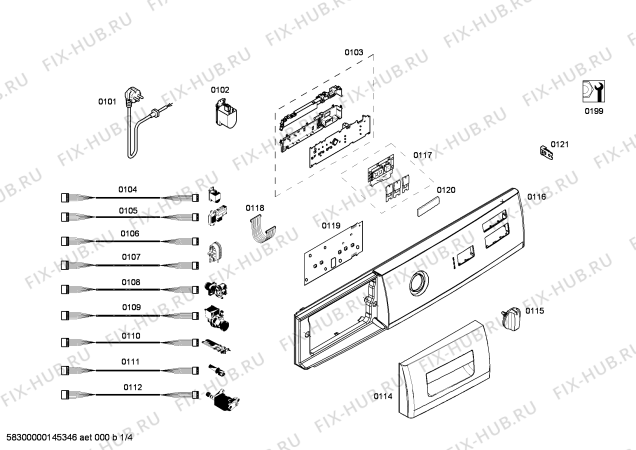 Схема №3 WM10A262BY с изображением Панель управления для стиралки Siemens 00678732