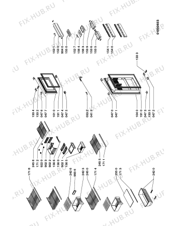 Схема №3 ART 655/BL с изображением Корпусная деталь для холодильной камеры Whirlpool 481942011690