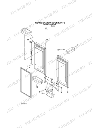 Схема №7 KRFC - 9010  B с изображением Дверка для холодильной камеры Whirlpool 482000021644
