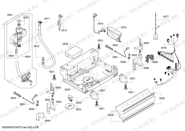 Взрыв-схема посудомоечной машины Siemens SN26T296EU - Схема узла 05