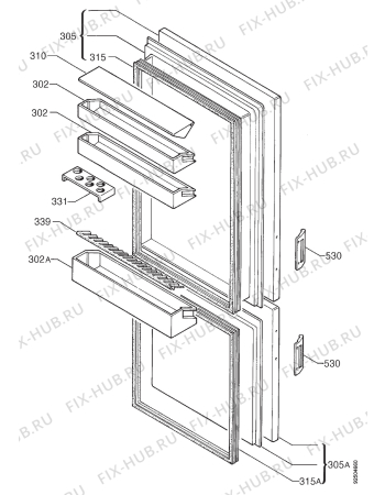 Взрыв-схема холодильника Privileg 003896 8 - Схема узла Door 003