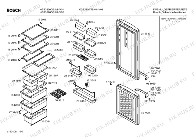 Взрыв-схема холодильника Bosch KGS3220GB - Схема узла 02