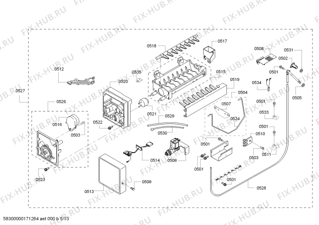 Схема №11 KBURT3655E с изображением Льдогенератор для посудомойки Bosch 00144999