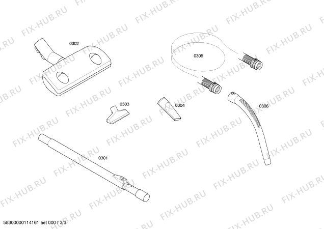 Взрыв-схема пылесоса Siemens VSX32500 SIEMENS SX3 power edition 2500 W - Схема узла 03