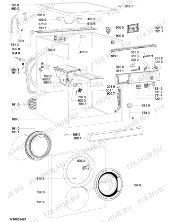 Схема №2 WAK 4612 с изображением Рамка для стиральной машины Whirlpool 481071401035