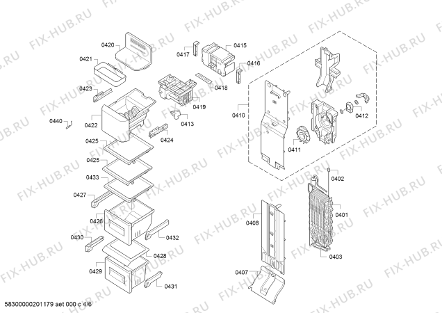 Взрыв-схема холодильника Bosch KAD90VI30 Side by side IWD - Схема узла 04