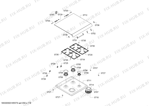 Схема №6 HGD74W255N с изображением Уплотнитель для плиты (духовки) Bosch 00627061