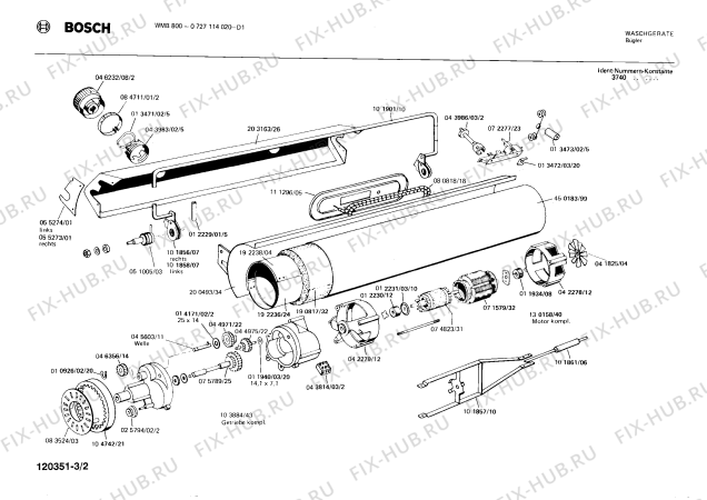 Взрыв-схема гладильного катка Bosch 0727114020 WMB800 - Схема узла 02