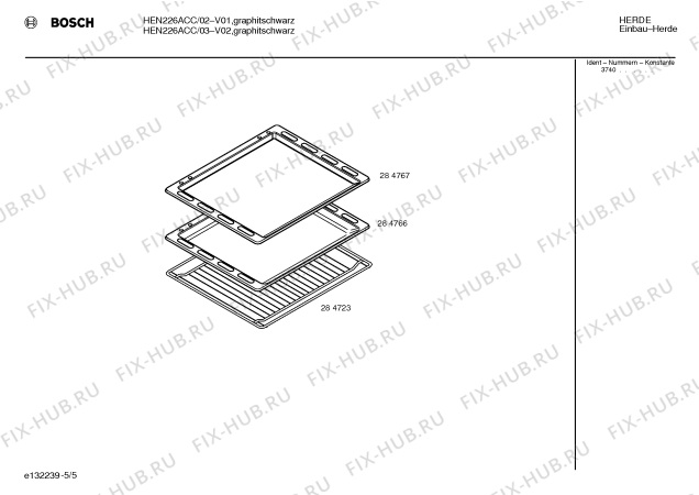 Схема №5 HEN226A с изображением Панель управления для плиты (духовки) Bosch 00295038