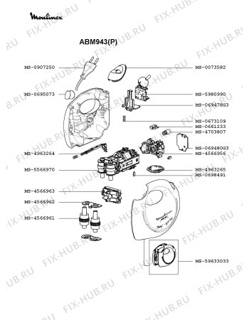 Взрыв-схема блендера (миксера) Moulinex ABM943(P) - Схема узла CP000699.6P2