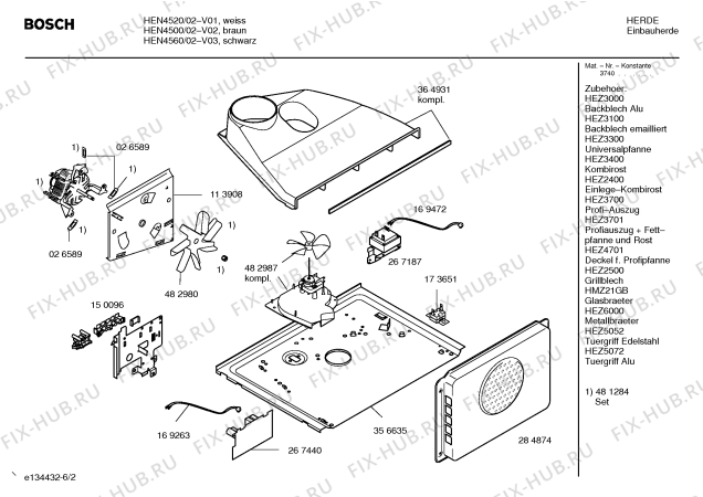Схема №5 HEN4500 с изображением Инструкция по эксплуатации для плиты (духовки) Bosch 00581815