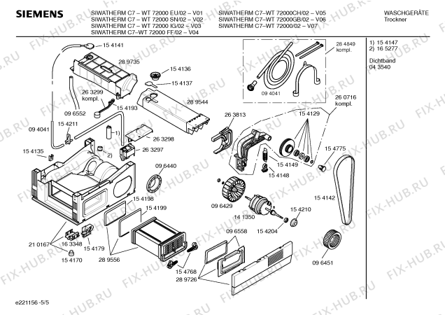 Схема №5 WT72000FF SIWATHERM C7 с изображением Панель управления для сушильной машины Siemens 00353605