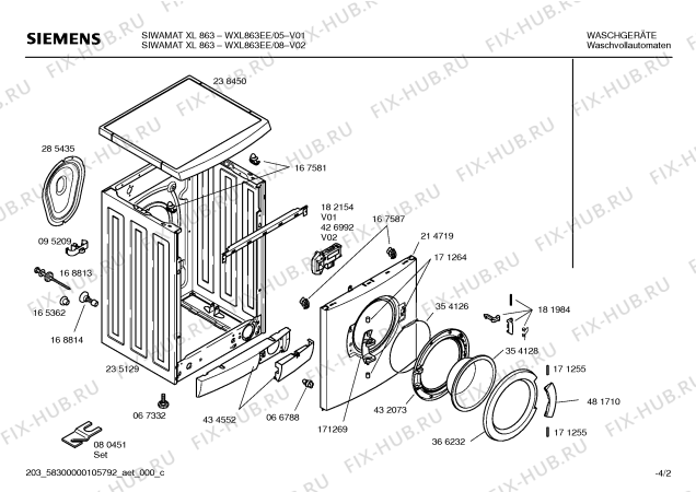 Схема №4 WXL1063EE SIWAMAT WXL 1063 с изображением Таблица программ для стиралки Siemens 00589669