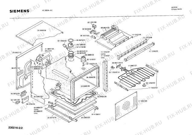 Взрыв-схема плиты (духовки) Siemens HE0504 - Схема узла 02