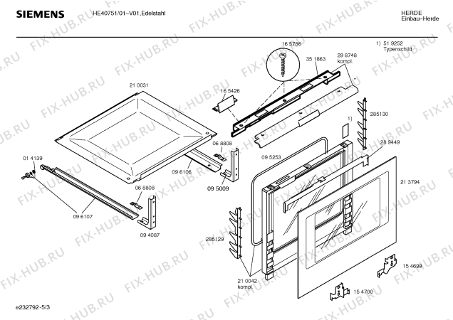 Схема №4 HE40651 с изображением Внешняя дверь для духового шкафа Siemens 00213794