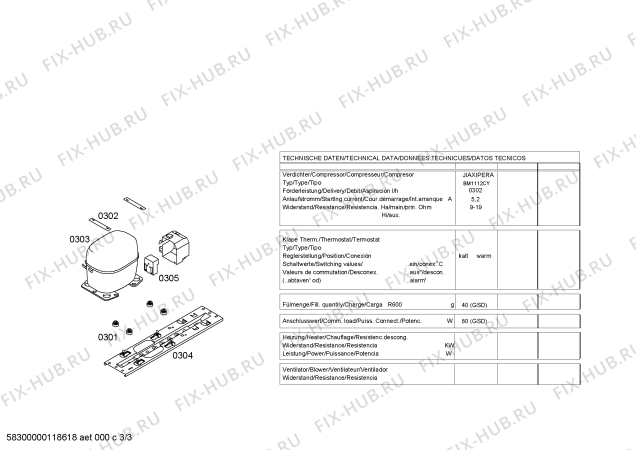 Схема №2 P1GTB1100S с изображением Компрессор для холодильной камеры Bosch 00144567
