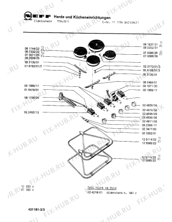 Взрыв-схема плиты (духовки) Neff 1117948431 1794/811 - Схема узла 03