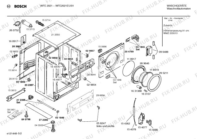 Схема №5 WFE2021EU WFE2021 с изображением Таблица программ для стиральной машины Bosch 00524686
