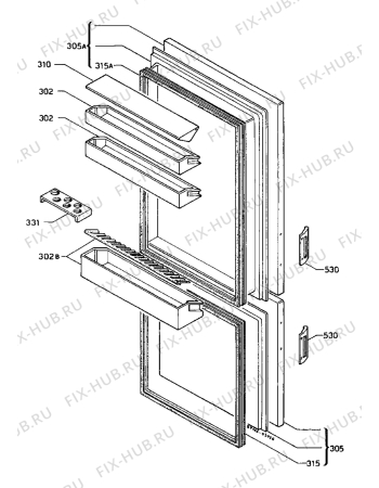 Взрыв-схема холодильника Castor N7018/8K - Схема узла Doors