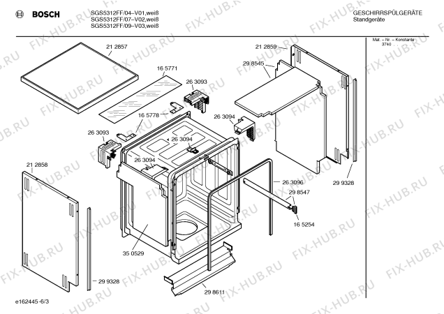 Взрыв-схема посудомоечной машины Bosch SGS5312FF - Схема узла 03