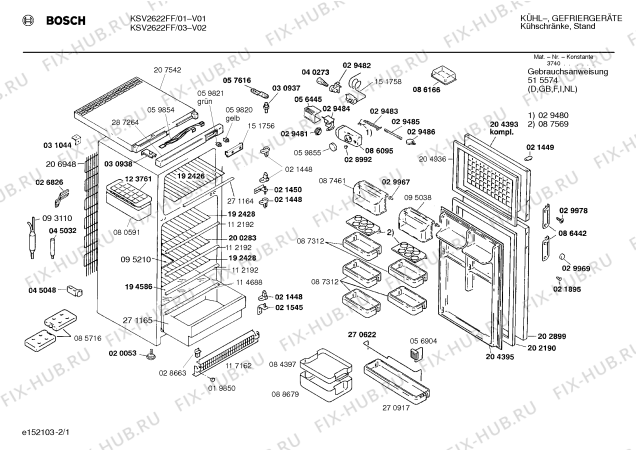 Схема №2 KSV2622FF с изображением Терморегулятор для холодильника Bosch 00151758