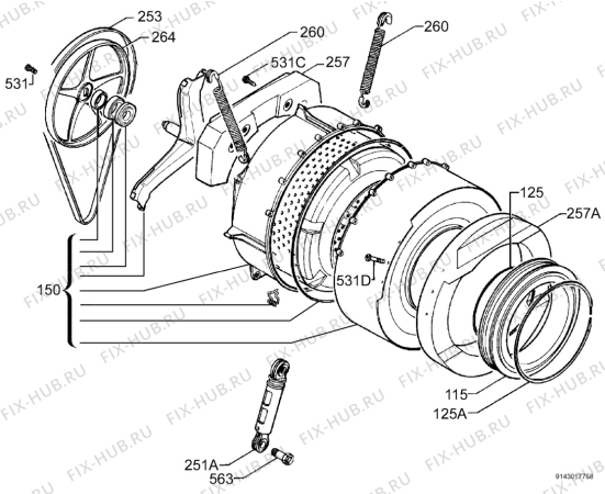 Взрыв-схема стиральной машины Zanussi FA523VARIO - Схема узла Functional parts 267