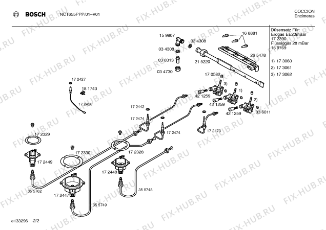 Взрыв-схема плиты (духовки) Bosch NCT655PPP - Схема узла 02