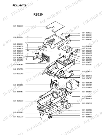 Взрыв-схема пылесоса Rowenta RS320 - Схема узла RS320___.BE1